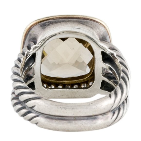 DAVID YURMAN 18K YELLOW GOLD & STERLING DIAMOND & SMOKEY QUARTZ ALBION RING - Picture 6 of 9